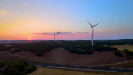 wind turbine eco farm on beautiful golden hour
