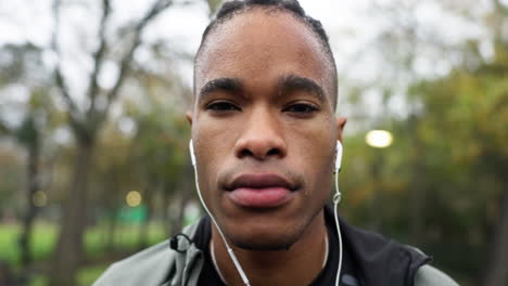 face, sweating and sports man at park