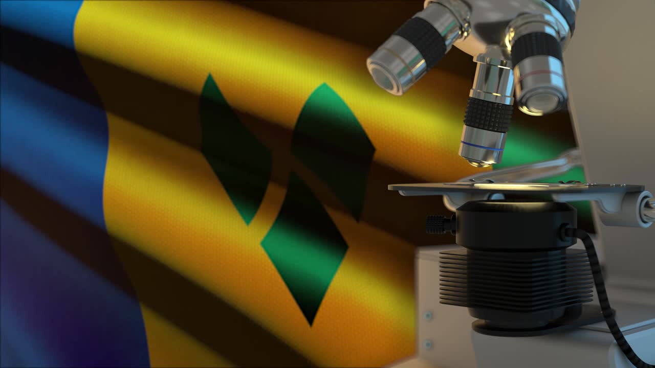 Concetto scientifico di Saint Vincent e Grenadine a 60FPS con bandiera che sventola, sfondo video 3D UHD 4K