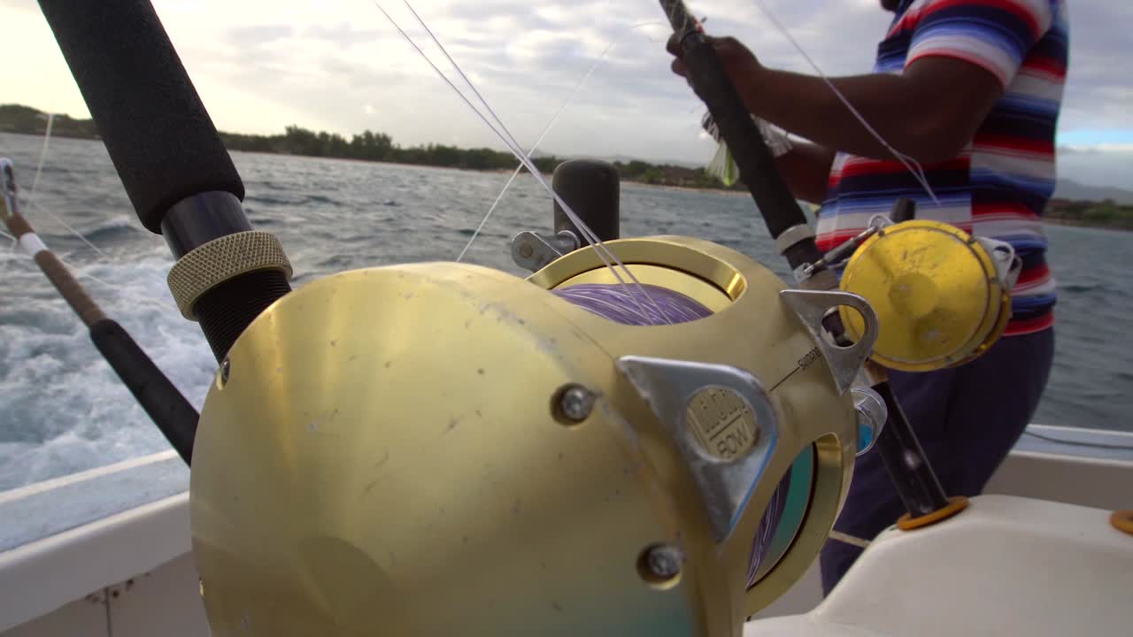 낚시 릴의 클로즈업