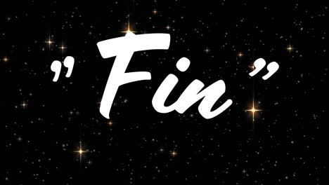 animation of fin text, over glowing stars on black background