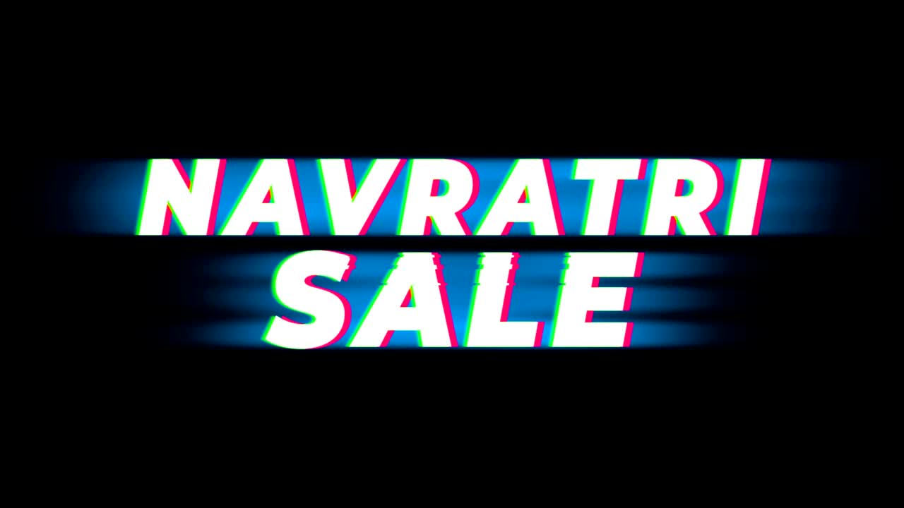 나브라트리 판매 텍스트 빈티지 글리치 효과 프로모션