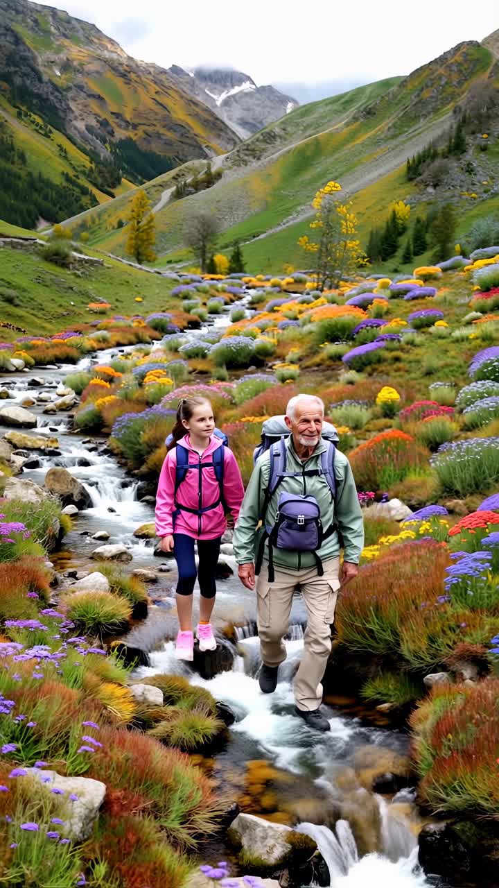Active family time: hiking with grandpa and kids