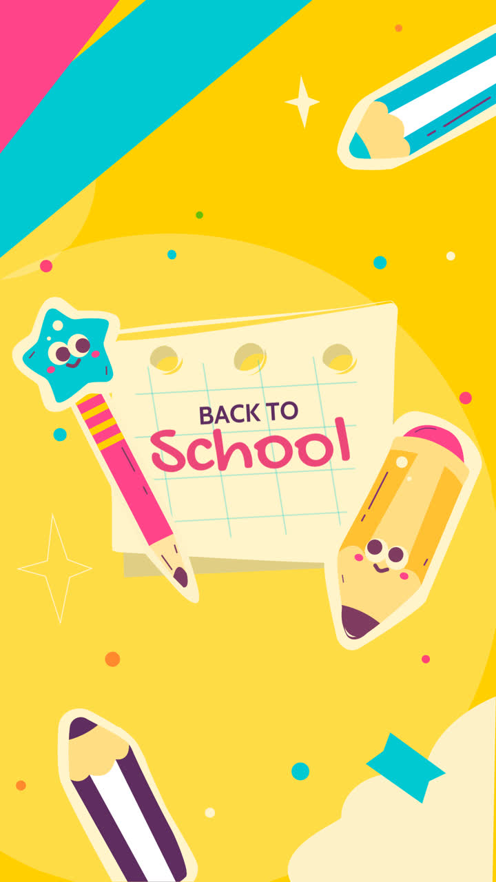 학교 시즌에 대한 평평한 인스타그램 게시물 컬렉션의 모션 그래픽