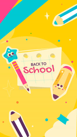 gráfico en movimiento de la colección de publicaciones planas de instagram para la temporada de regreso a la escuela