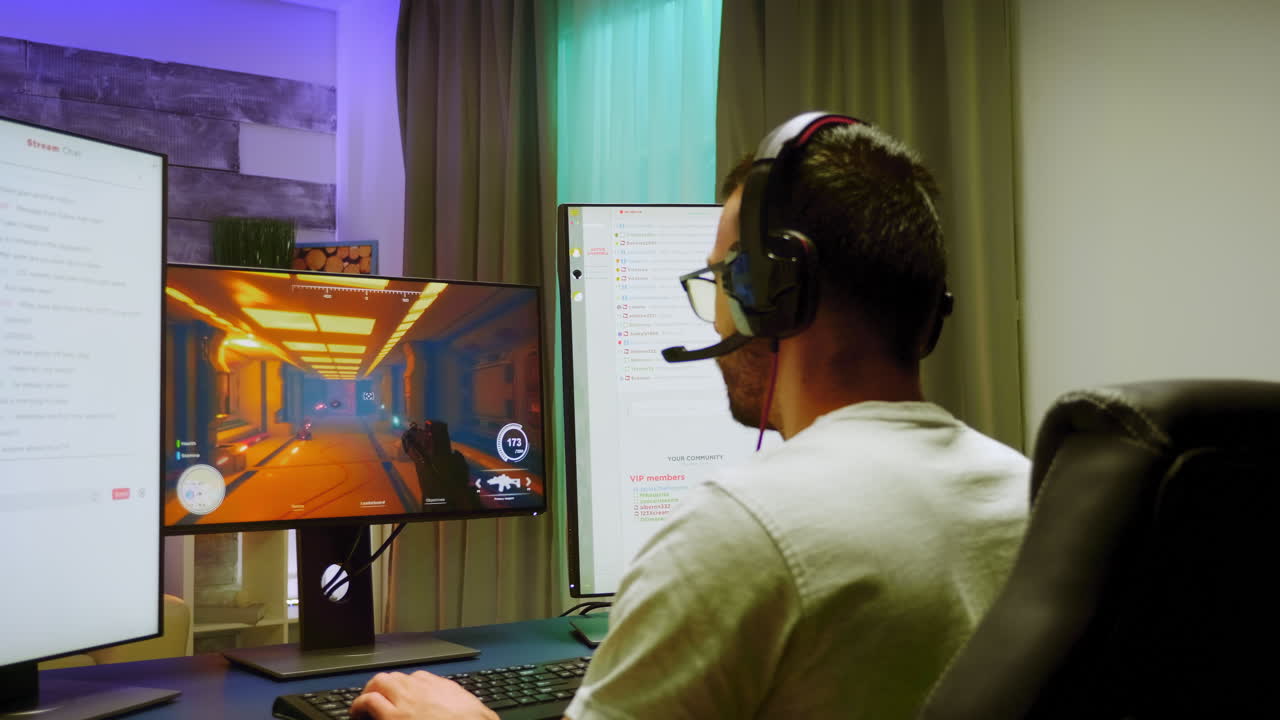 슈팅 챔피언십 도중 프로 게이머의 백