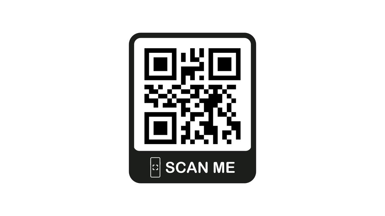 QR code for smartphone. Inscription scan me with smartphone icon. Qr code for payment. Motion graphics.