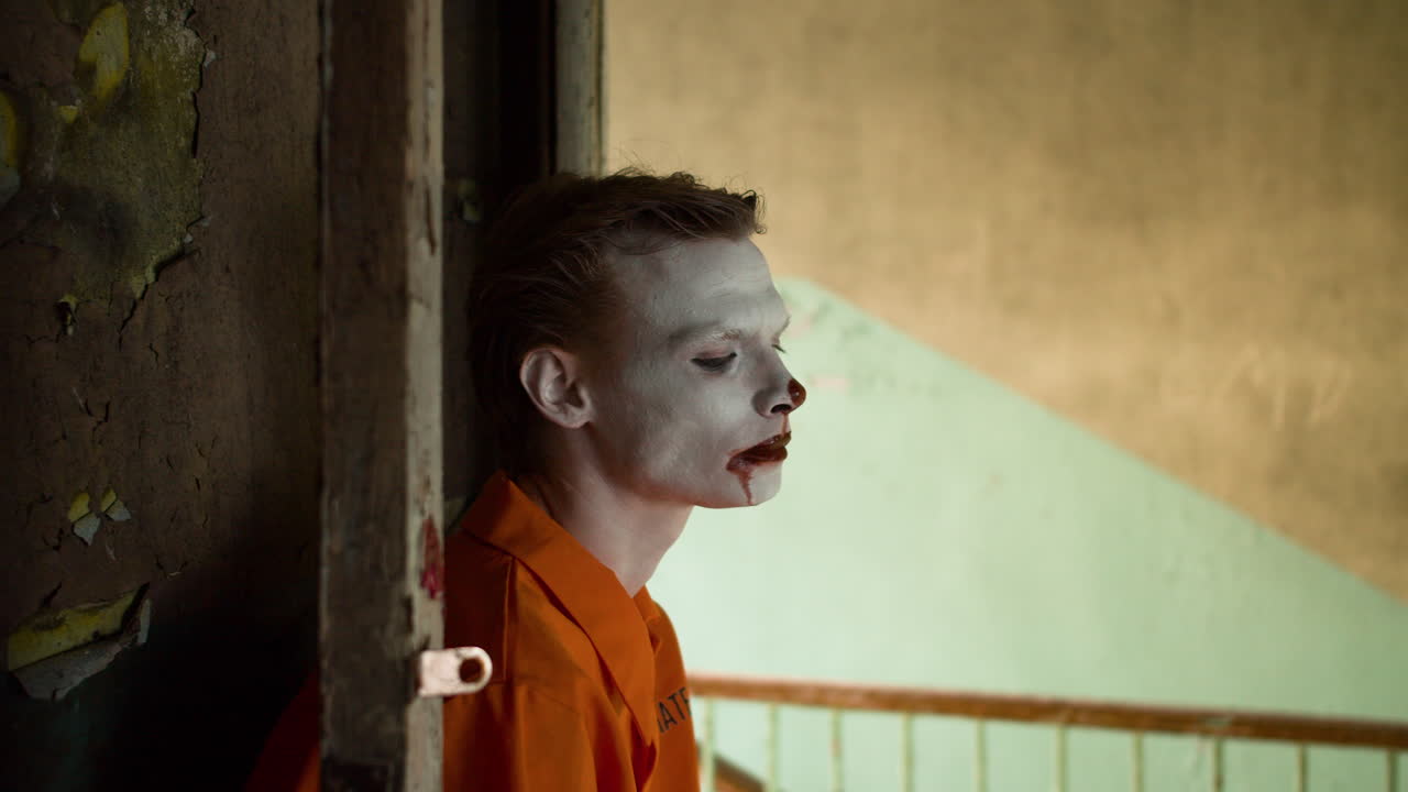 Scary clown in abandoned house