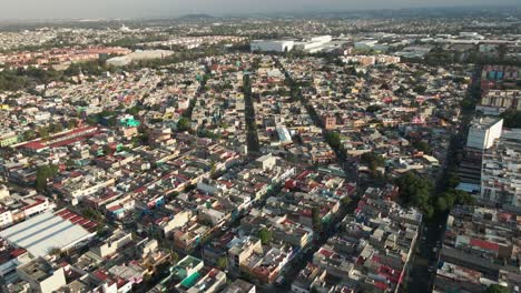 cityscape above north mexico city flyover aerial drone establishing shot, traveling left