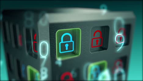 sicurezza digitale dei dati personali e dei dati informatici sul database blockchain, animazione video 3d 4k uhd