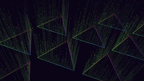 patrón geométrico colorido de triángulos superpuestos en la representación 3d