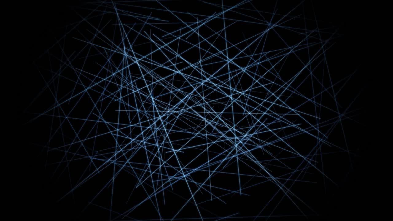 A dynamic abstract background featuring intersecting blue lines and geometric shapes on a black field, creating a sense of depth and motion