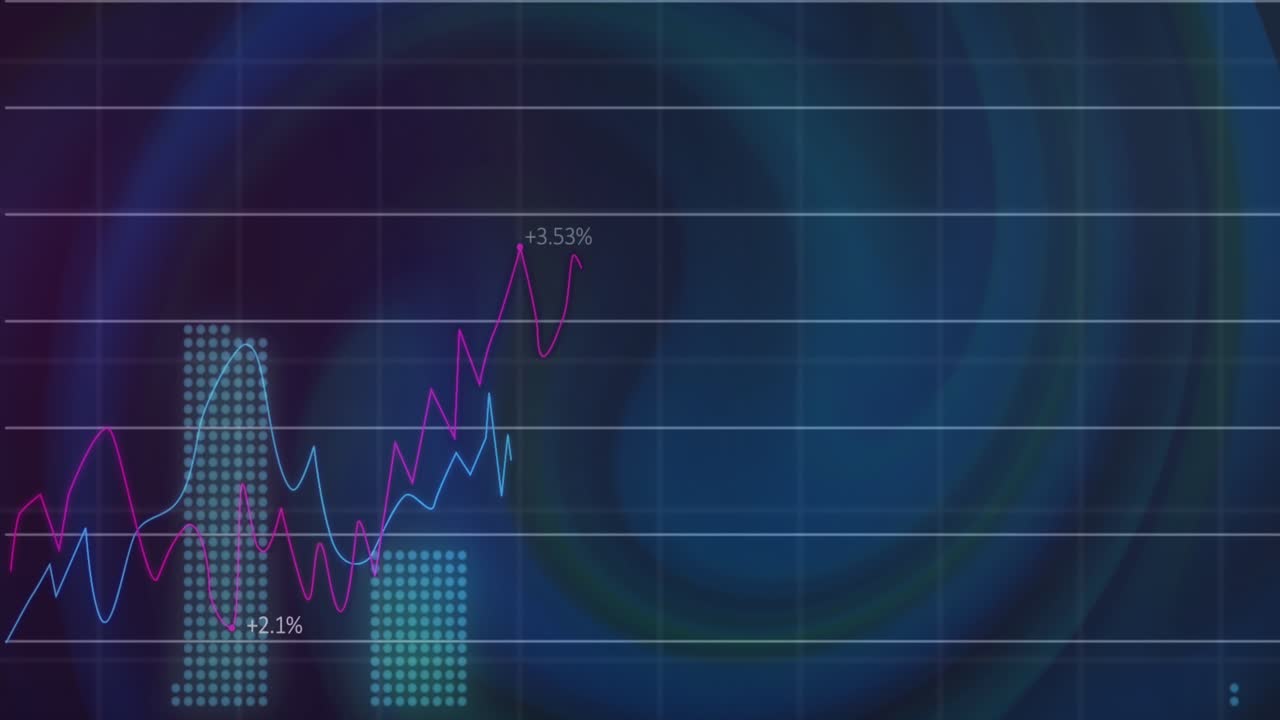 Animation of data processing and shapes on black background