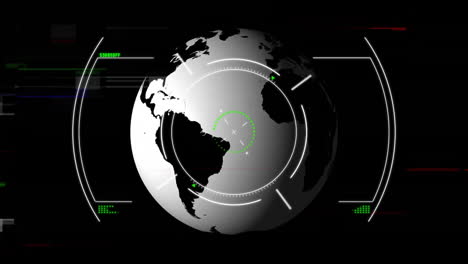 Globo-Giratorio-Con-Animación-De-Procesamiento-De-Datos-Digitales-Sobre-Fondo-Negro