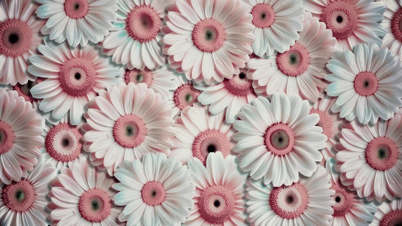 Animazione in loop continuo di alta qualità di splendidi fiori che sbocciano e coprono l'intera inquadratura. Sfondo floreale vivace perfetto per temi primaverili, video di matrimoni e contenuti sulla natura