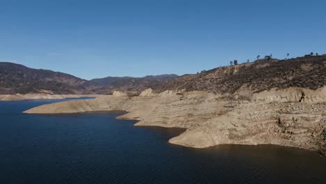 shoreline of castaic lake, low water drought