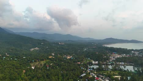 Tropical-paradise-island-of-Thailand,-aerial-drone-view