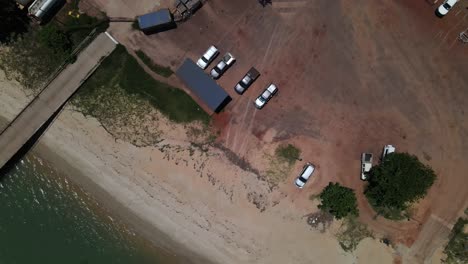 Overhead-vertical-aerial-clip-of-remote-area-community-carpark-in-Australia