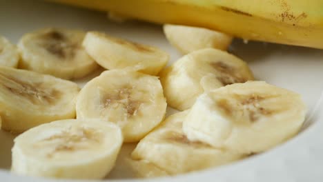 close-up of sliced bananas