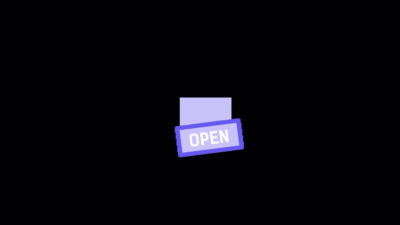 Animated Open Sign Graphic on Black Background