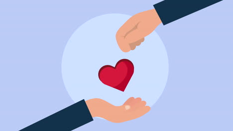 las manos que dan el corazón amor animación