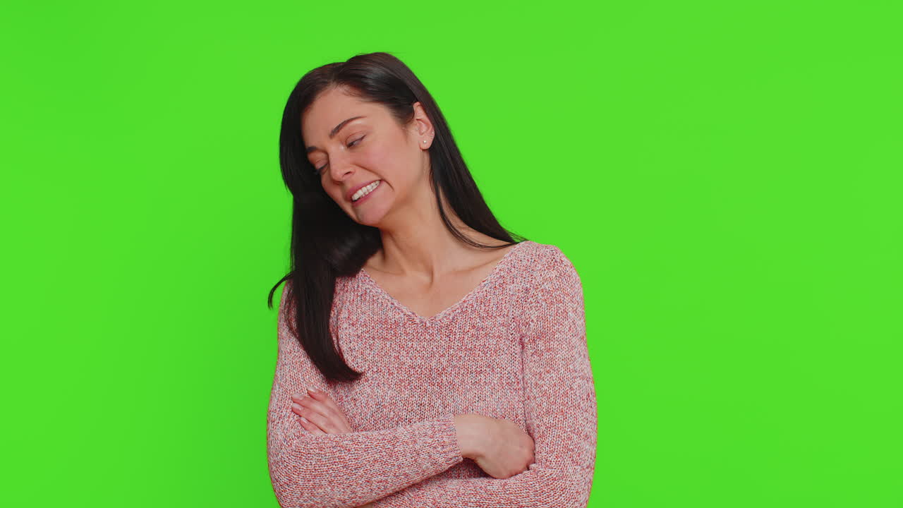 mujer cansada aburrida expresión indiferente, agotada de la historia tediosa no interesada en la comunicación