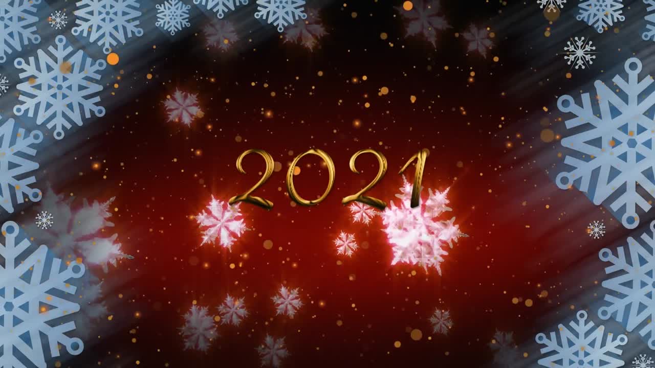 animación del texto de 2021 sobre copos de nieve que caen