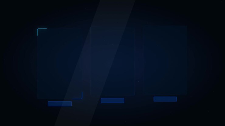 Abstract Digital Interface with Three Glowing Rectangular Frames