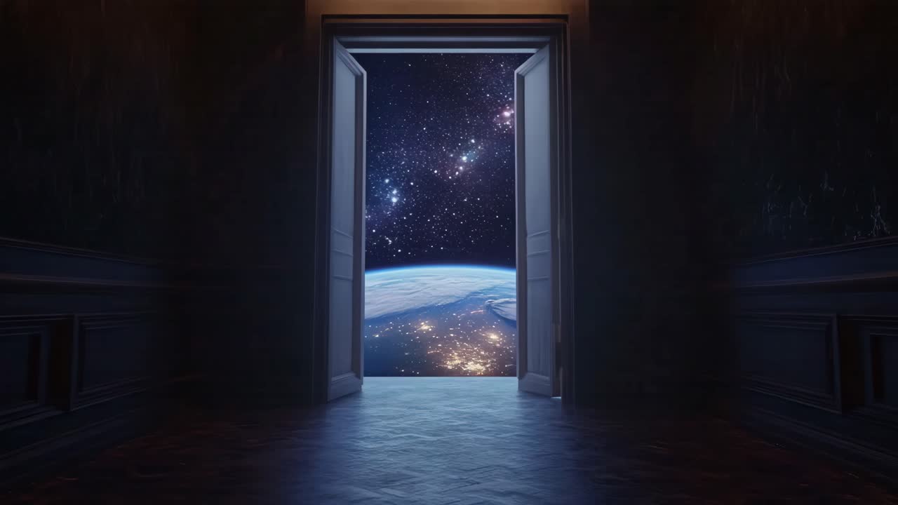 Earth from Space Through an Open Door