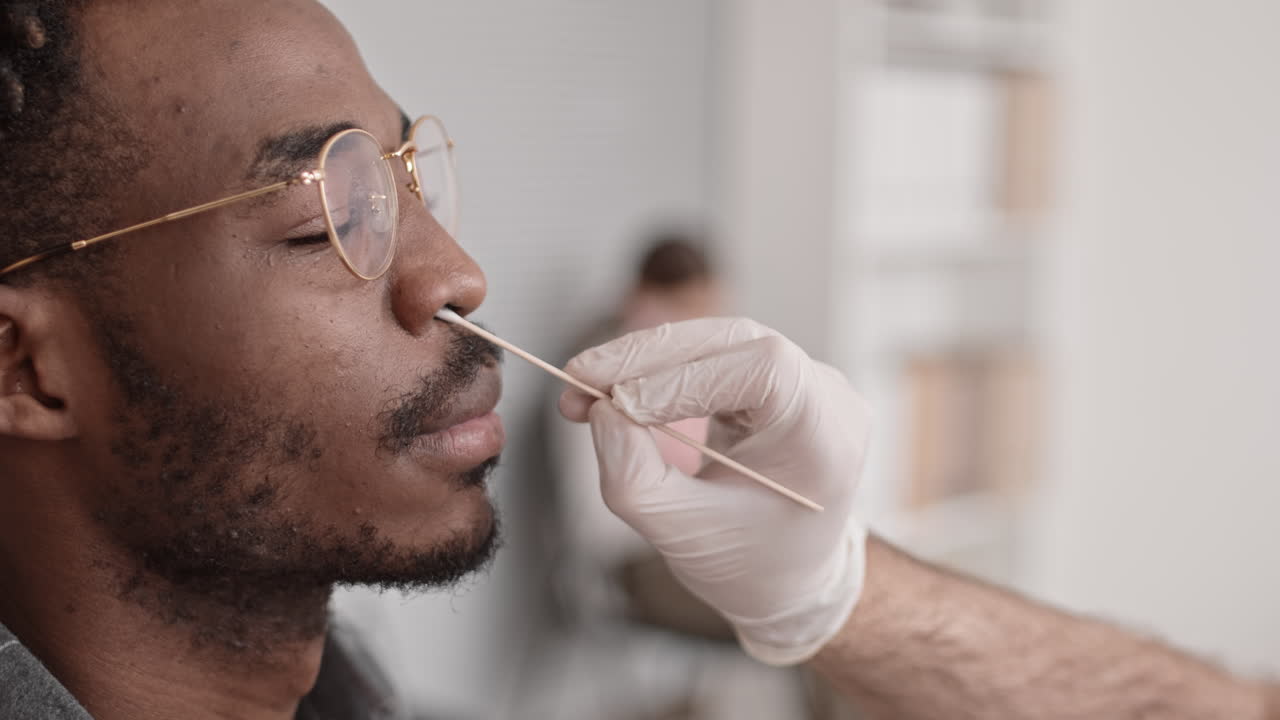 Taking Test Sample from Nostril