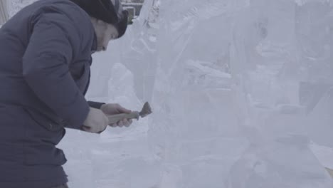 ice sculptor at work