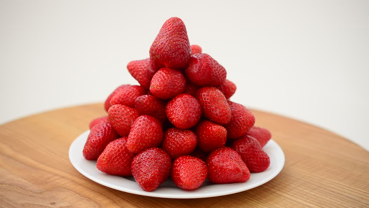 Strawberry on a white background. Shooting in the movement