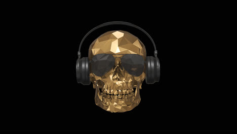 the golden low poly skull dj with alpha channel