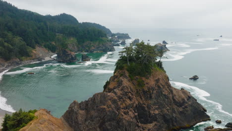 rugged coastal landscape with sea stacks and cliffs