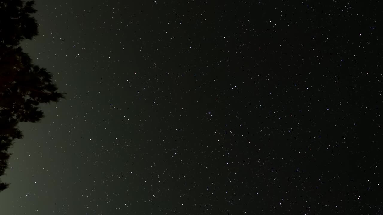 별들은 지구가 회전하면서 폴라리스 주위를 회전하는 것처럼 보입니다. 수직적인 별의 흔적은 시간 경과입니다.