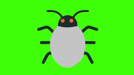 animación de un icono de corrección de errores en una pantalla verde