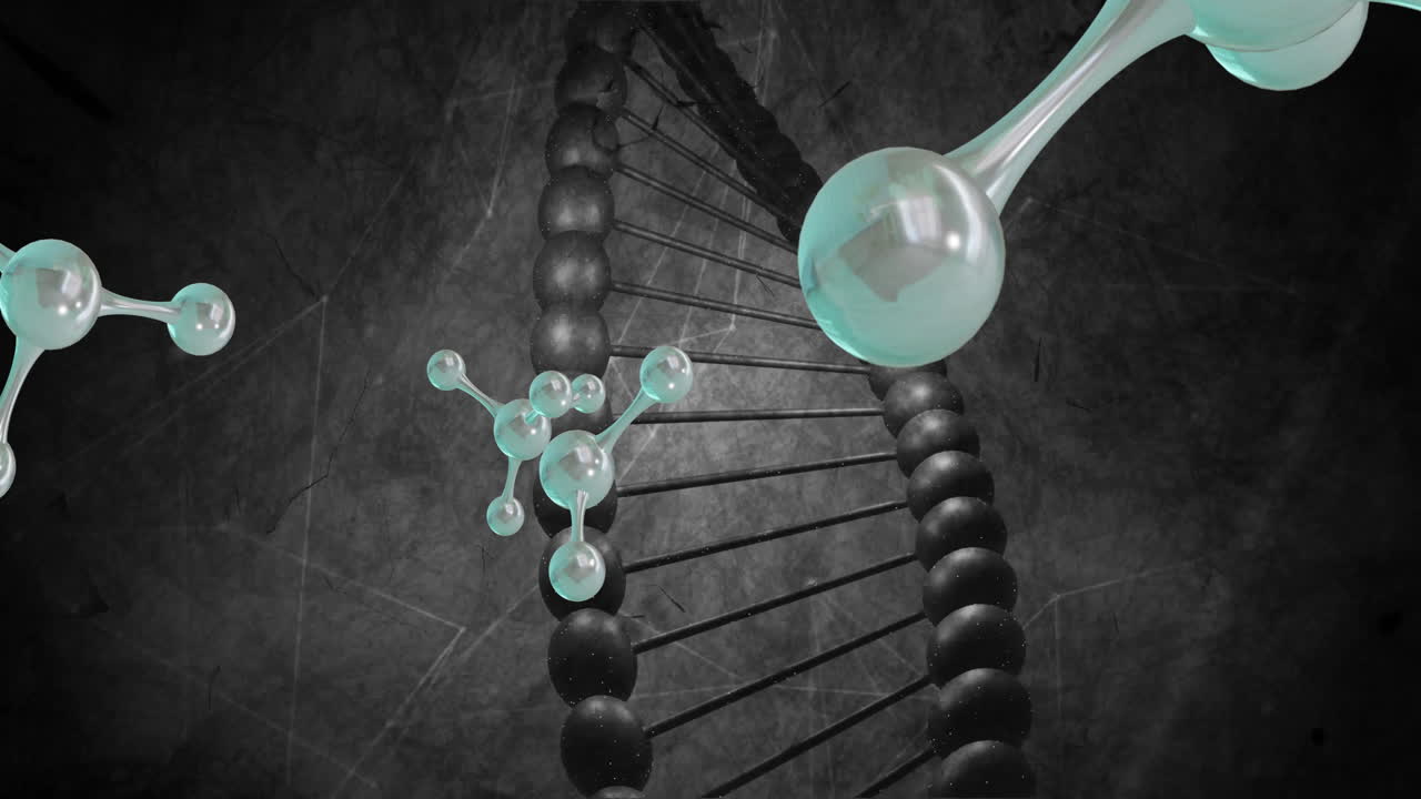 dna 줄을 가로질러 움직이는 분자의 애니메이션