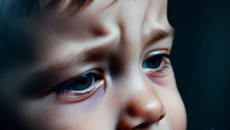 close-up portrait of a sad young boy