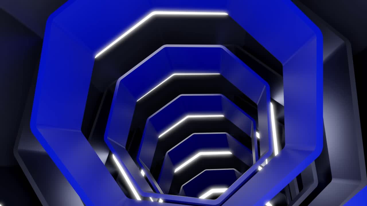 абстрактный трехмерный туннель с светящимися шестиугольниками