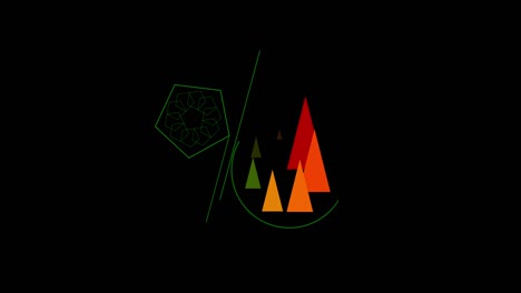 flower shaped windmill and abstract multicolored trees