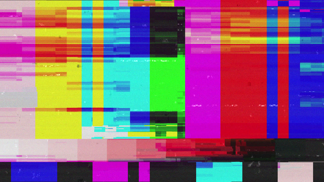 Flickering Digital Glitch and Static on Color Bars
