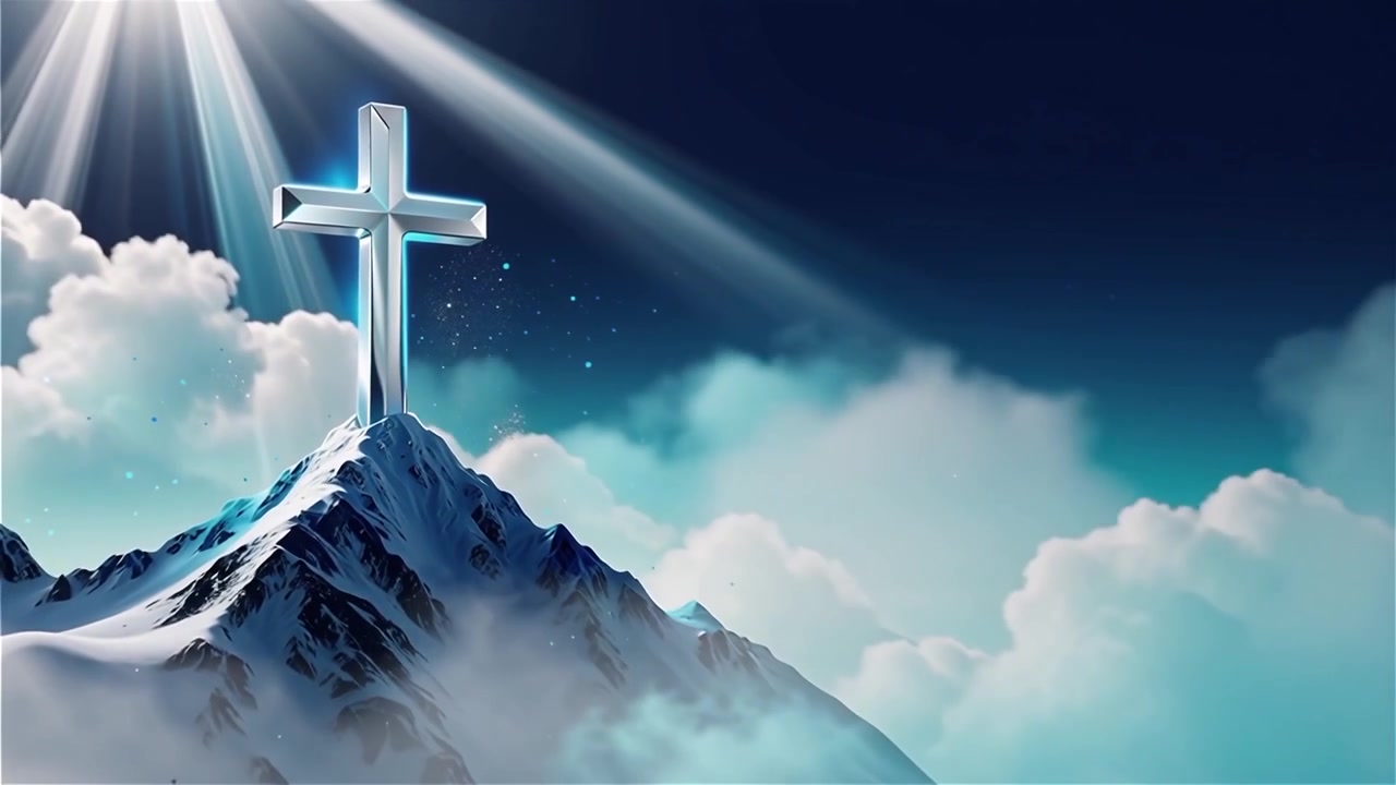 Christian Cross Heavenly Light Worship Background