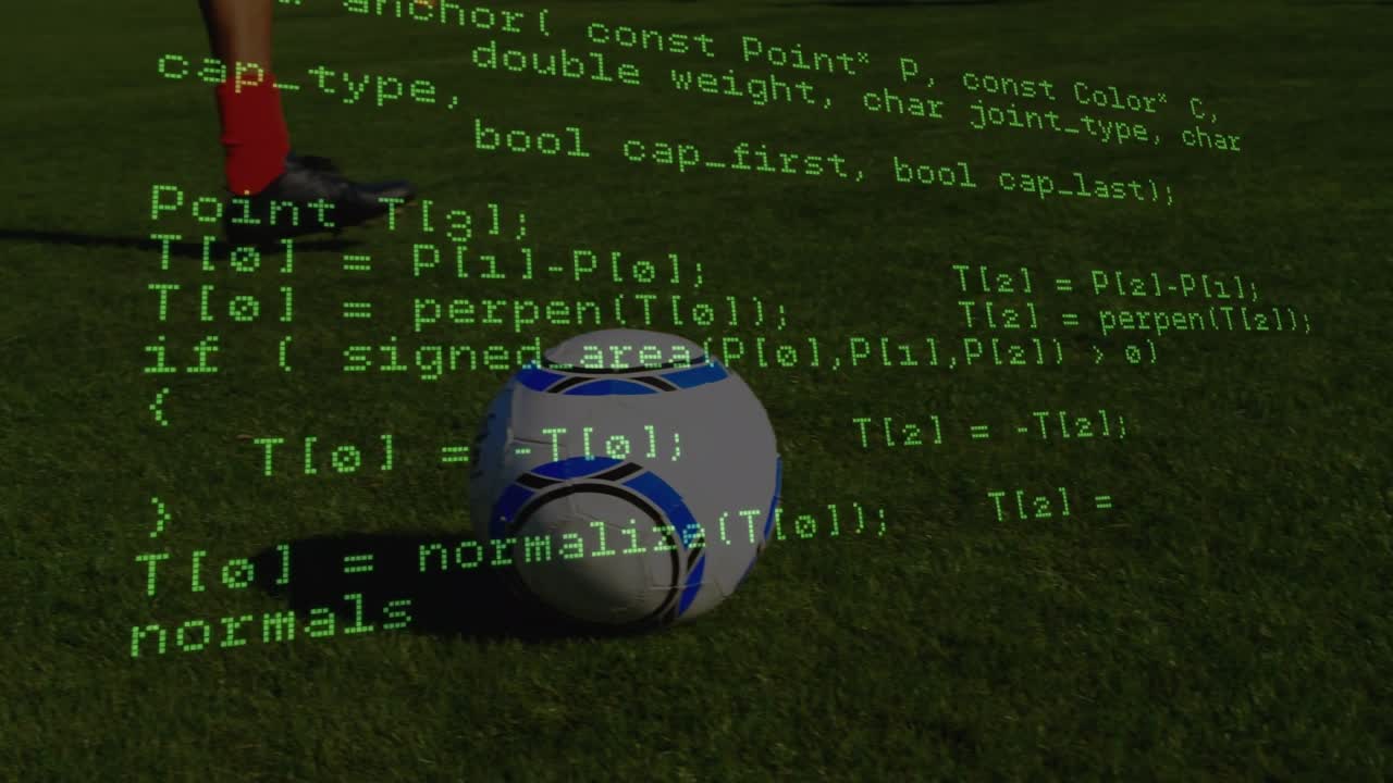 Animation of digital interface over football players