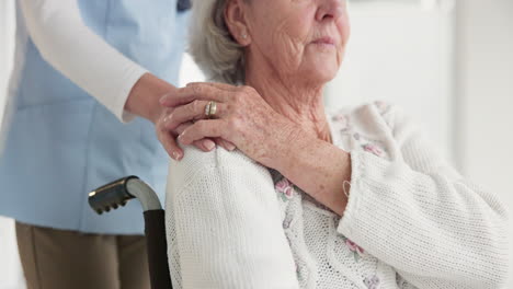 Nurse,-senior-woman-and-wheelchair-for-holding