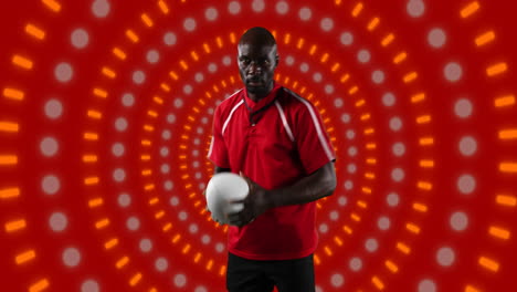 animación de un jugador de fútbol americano afroamericano con formas de pelota