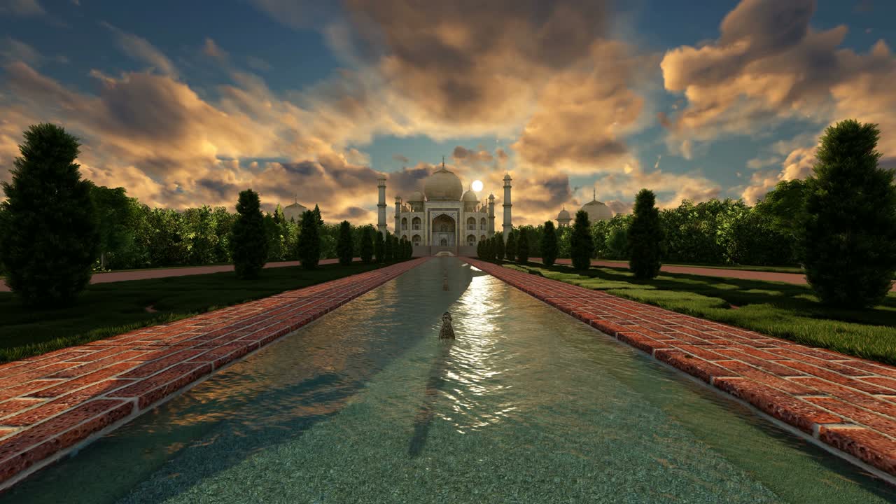 타지 마할을 가로지르는 어두운 구름