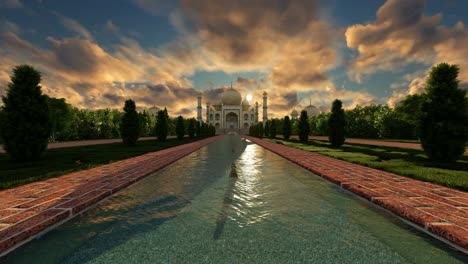 nubes oscuras corriendo sobre el taj mahal