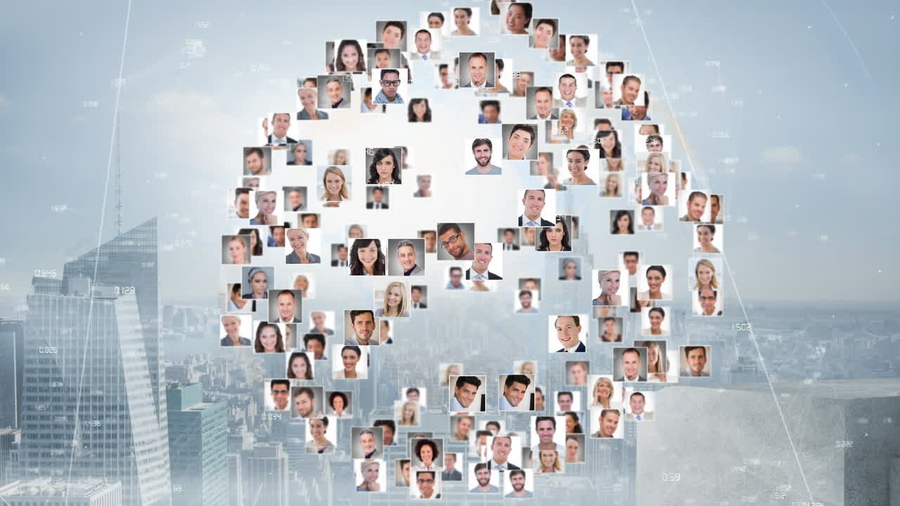 도시 풍경 위의 사용자 사진으로 만든 지구상의 애니메이션.