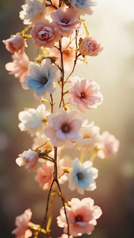 delicate pastel flowers in sunlight