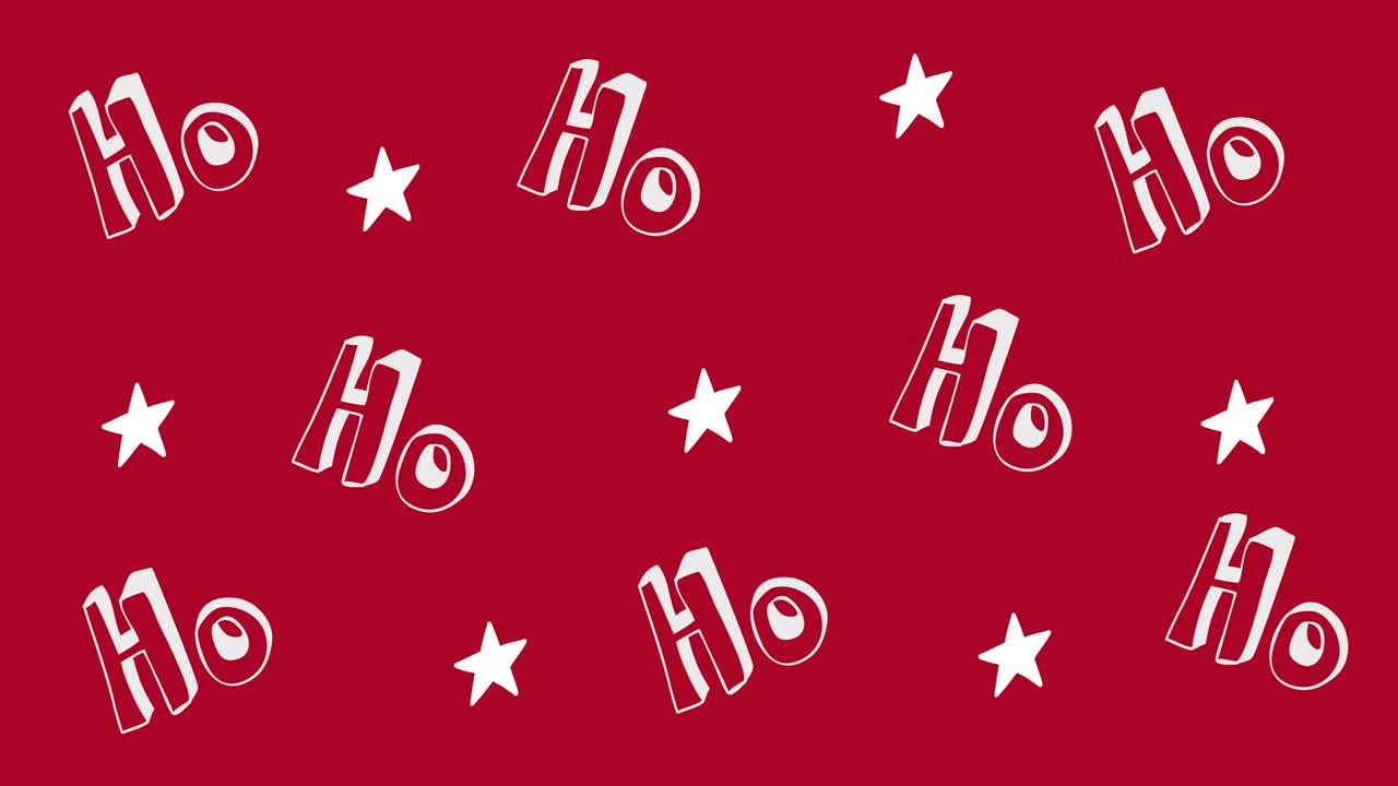 ho 여러 텍스트와 빨간색 배경에 움직이는 별